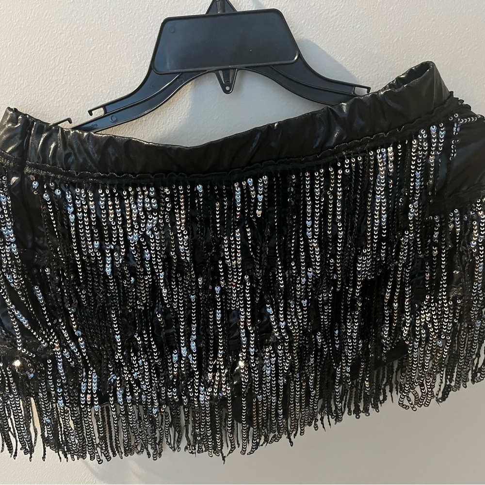 Glamorous Black Sequin Fringe Skorts